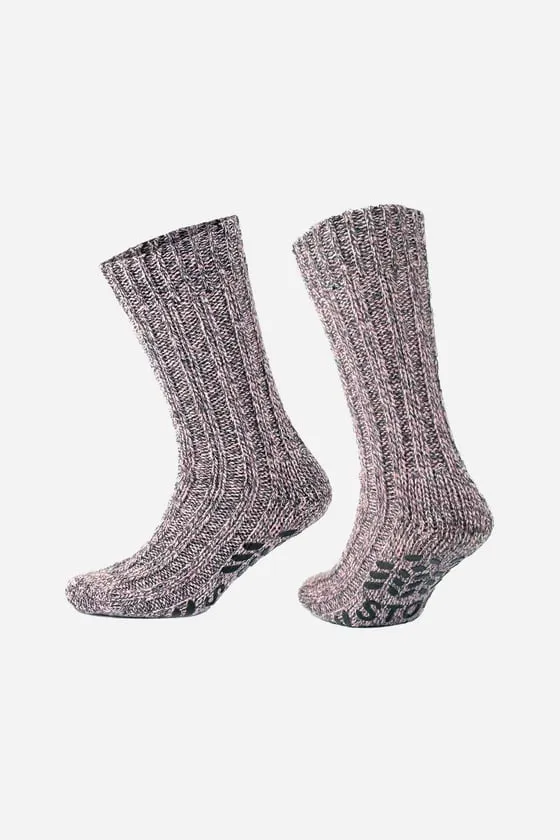 Merino Wool Cold Blocker Winter Pink Anti-Slip Sole Ankle Sock SCB-313