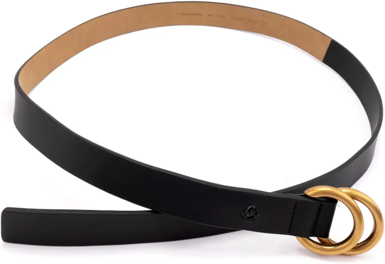 Michael Kors Womens 1 Inch Double Ring Leather Belt, Fashion Accessory for Everyday Wear
