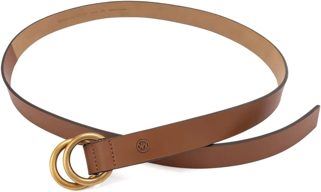 Michael Kors Womens 1 Inch Double Ring Leather Belt, Fashion Accessory for Everyday Wear