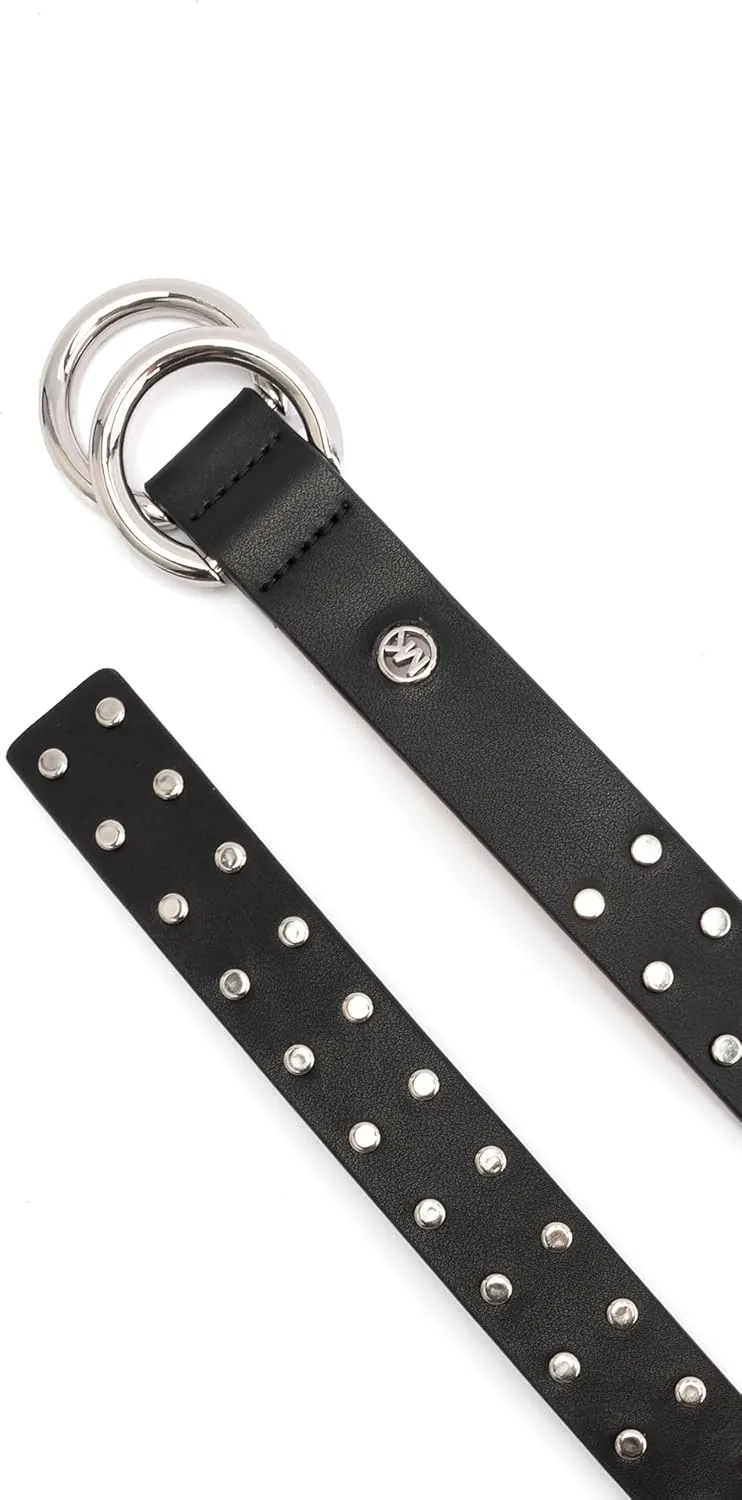 Michael Kors Womens 1 Inch Double Ring Leather Belt, Fashion Accessory for Everyday Wear