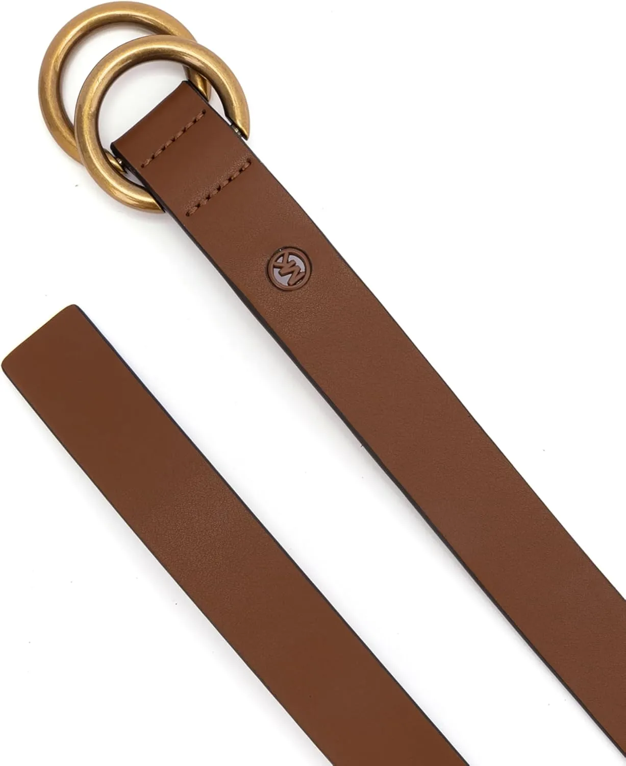 Michael Kors Womens 1 Inch Double Ring Leather Belt, Fashion Accessory for Everyday Wear