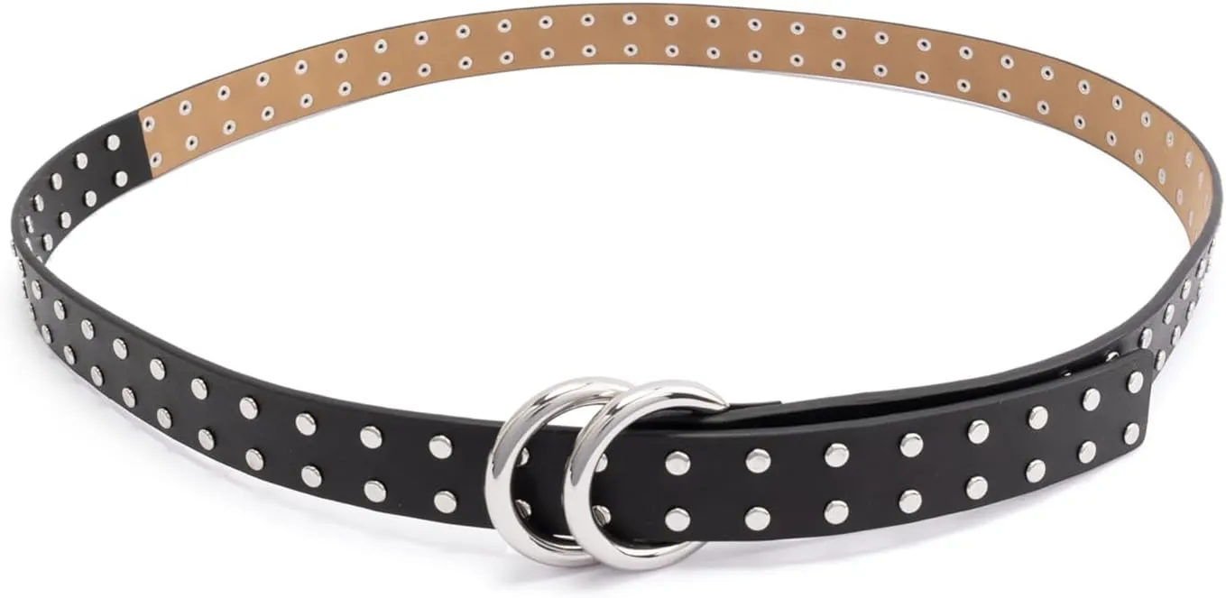Michael Kors Womens 1 Inch Double Ring Leather Belt, Fashion Accessory for Everyday Wear