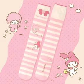 My Melody and Piano Striped Over Knee Socks