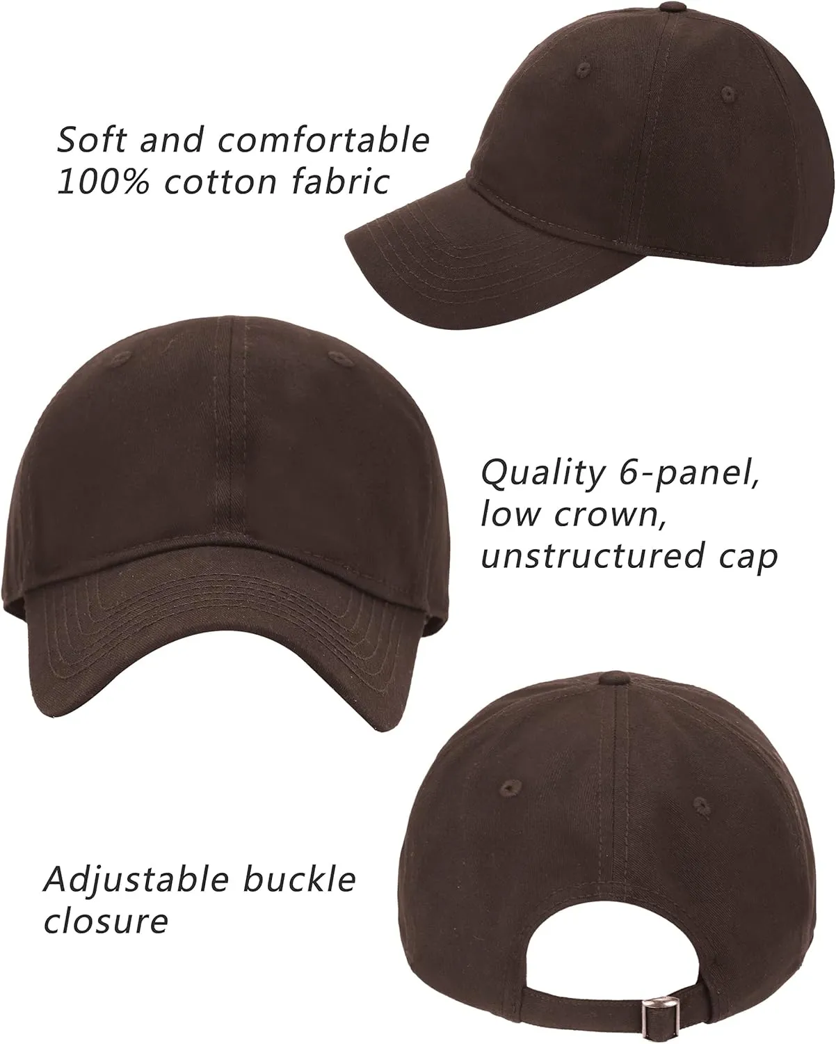 Oversize XXL Baseball Cap for Big Heads 23.6"-25.6", Extra Large Cotton Baseball Hat, Plus Size Unstructured Dad Hats