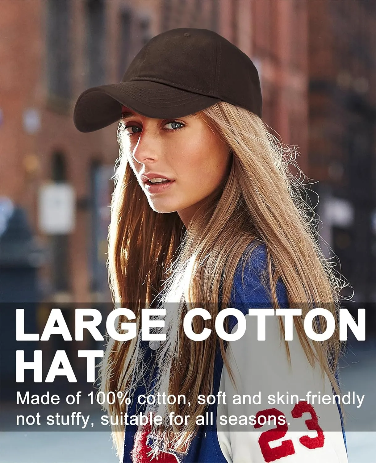 Oversize XXL Baseball Cap for Big Heads 23.6"-25.6", Extra Large Cotton Baseball Hat, Plus Size Unstructured Dad Hats
