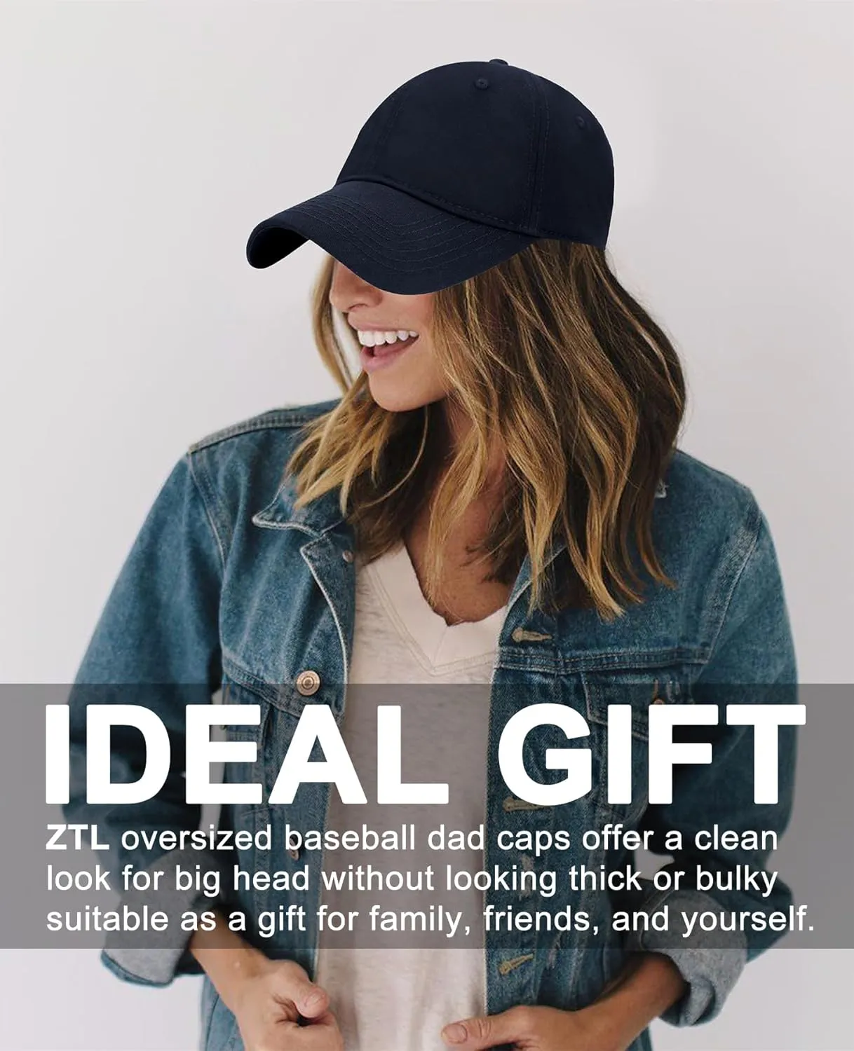 Oversize XXL Baseball Cap for Big Heads 23.6"-25.6", Extra Large Cotton Baseball Hat, Plus Size Unstructured Dad Hats