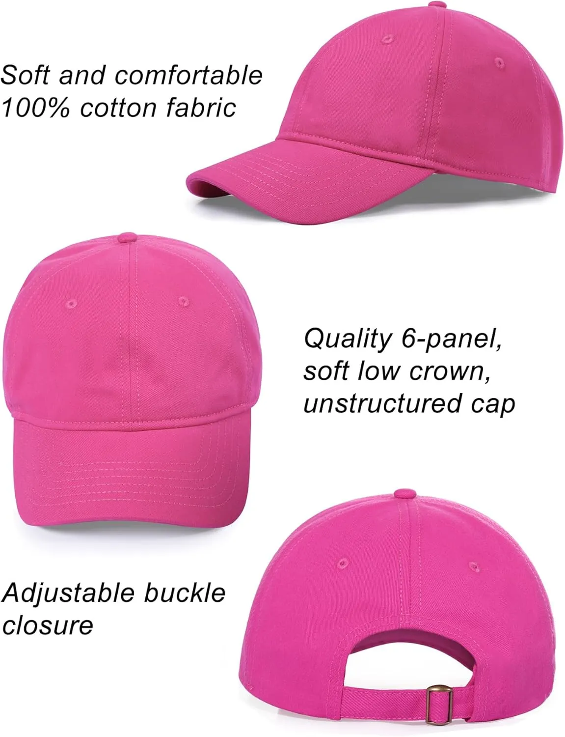 Oversize XXL Baseball Cap for Big Heads 23.6"-25.6", Extra Large Cotton Baseball Hat, Plus Size Unstructured Dad Hats