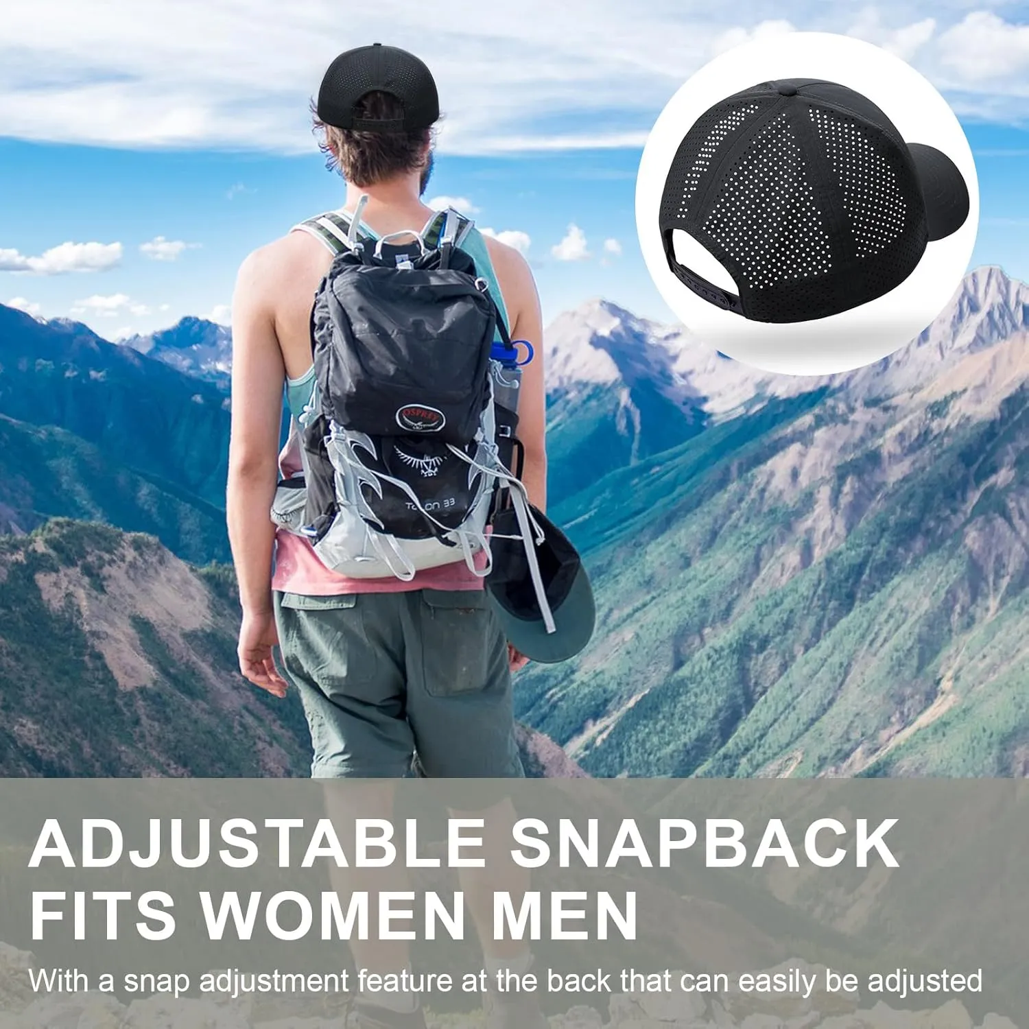 Oversize XXL Quick Dry Baseball Caps for Men, Mesh Snapback Hat for Big Head 23.6"-25.9", Unisex Outdoor Sport Hat
