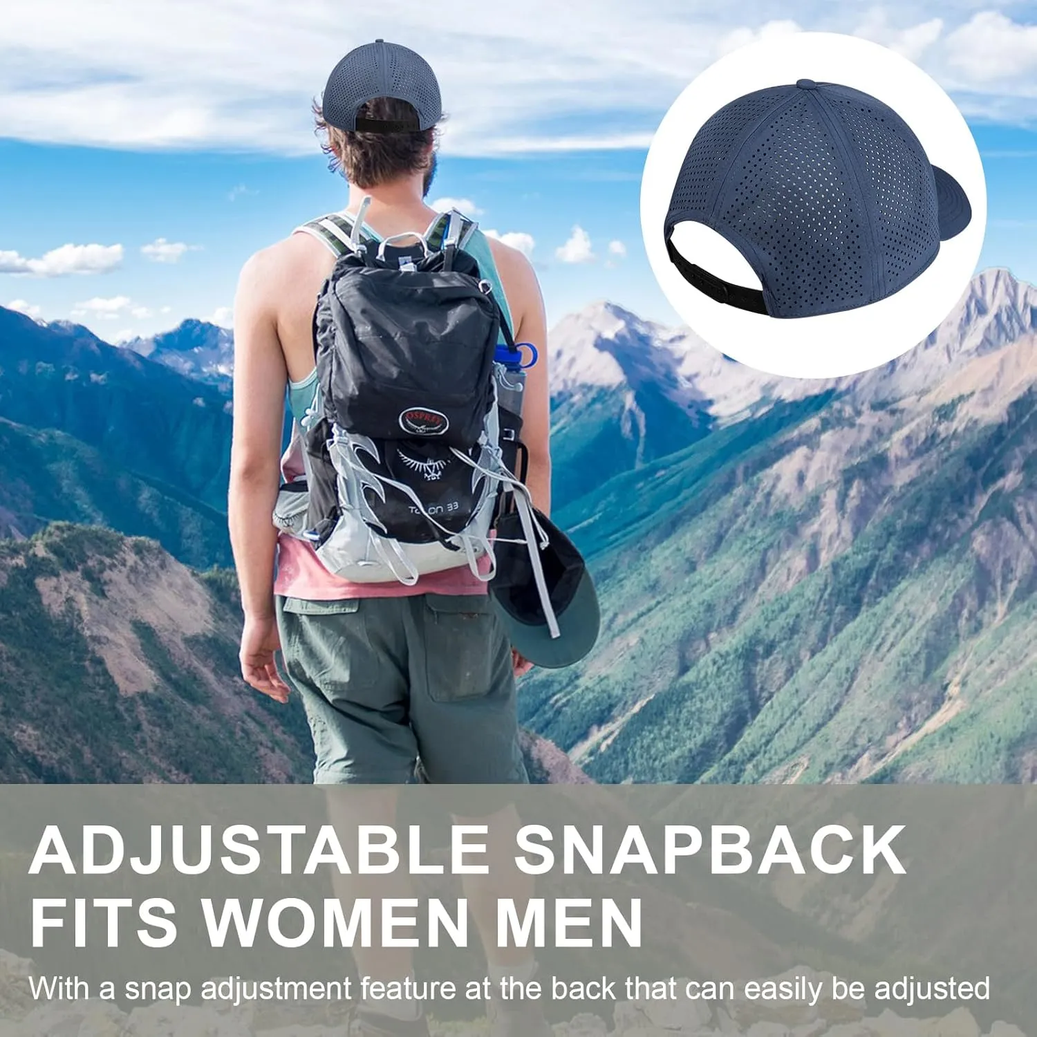 Oversize XXL Quick Dry Baseball Caps for Men, Mesh Snapback Hat for Big Head 23.6"-25.9", Unisex Outdoor Sport Hat