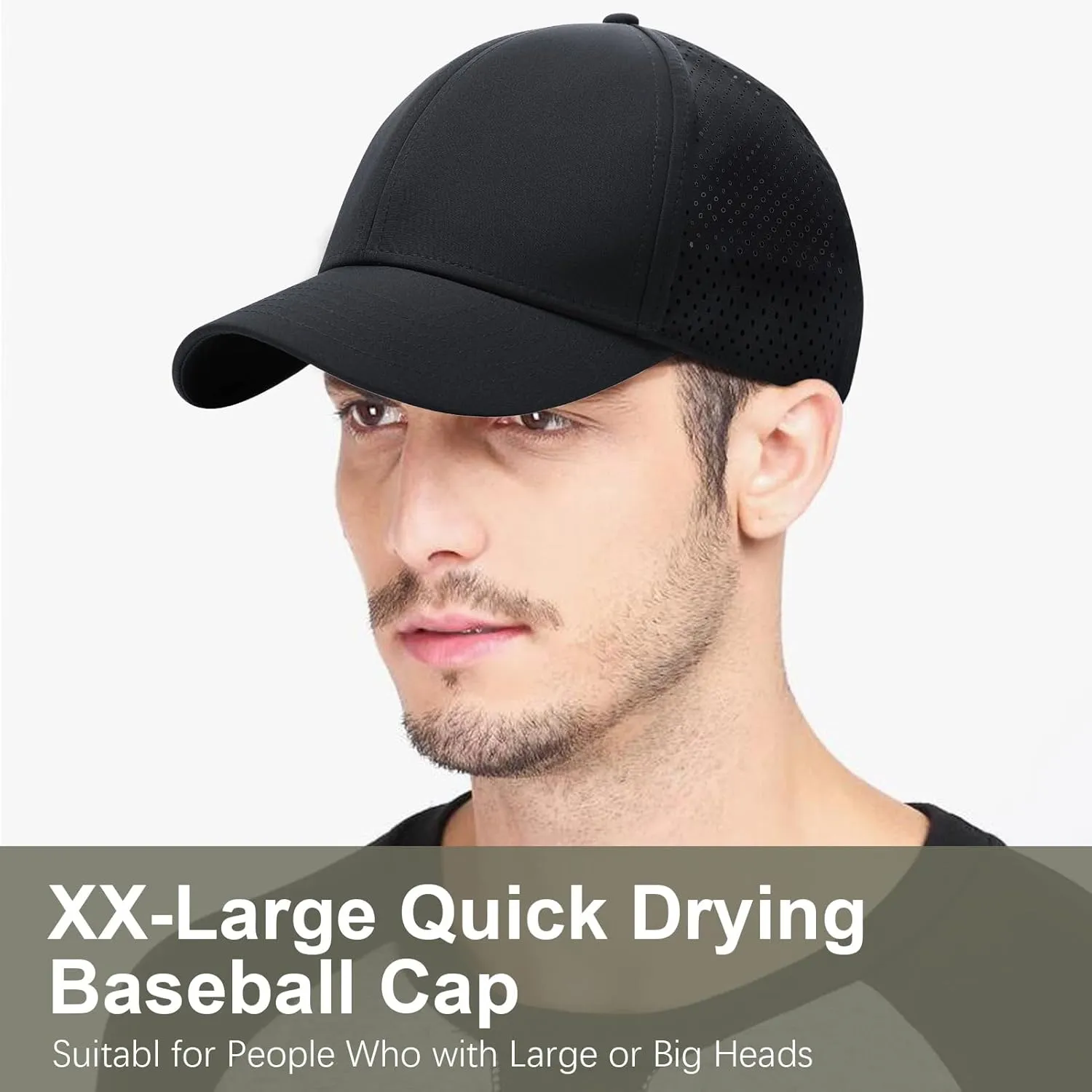 Oversize XXL Quick Dry Baseball Caps for Men, Mesh Snapback Hat for Big Head 23.6"-25.9", Unisex Outdoor Sport Hat
