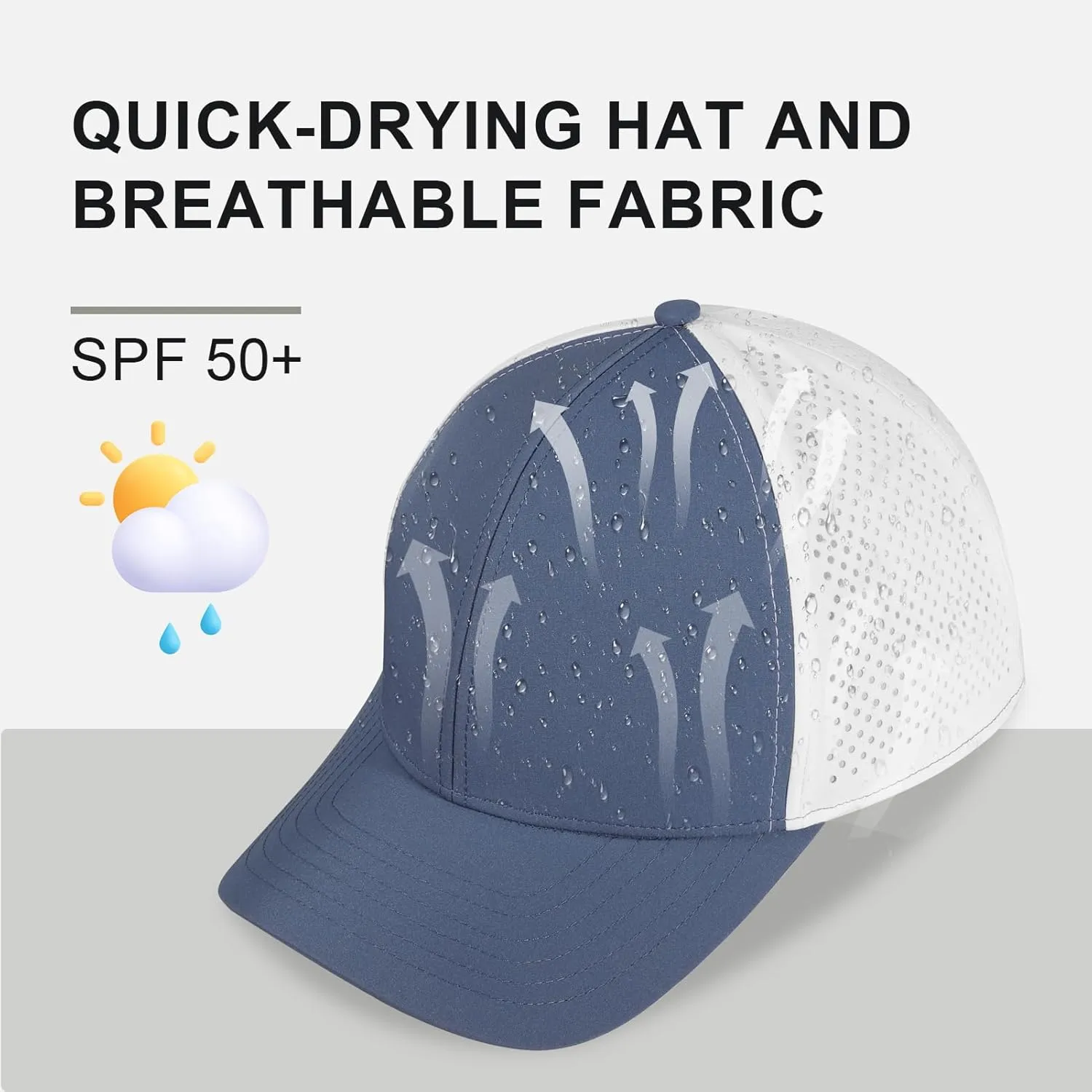 Oversize XXL Quick Dry Baseball Caps for Men, Mesh Snapback Hat for Big Head 23.6"-25.9", Unisex Outdoor Sport Hat