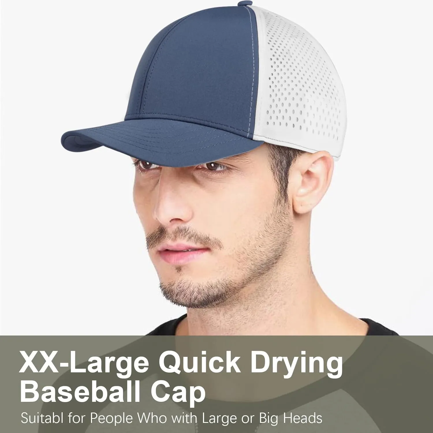 Oversize XXL Quick Dry Baseball Caps for Men, Mesh Snapback Hat for Big Head 23.6"-25.9", Unisex Outdoor Sport Hat