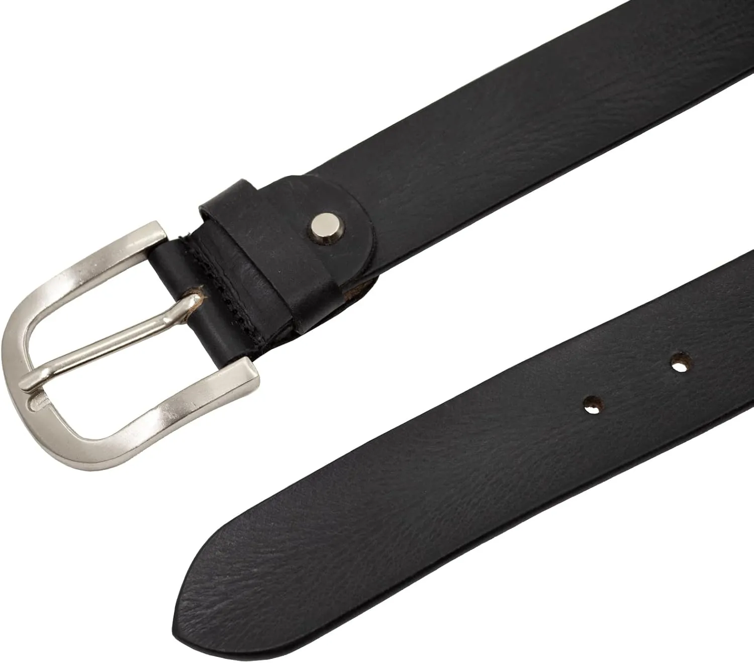 Paul Walter Men's 100% Genuine Leather Everyday Jeans Belt with Heavy Silver Buckle Casual & Business Handmade Belts for Men