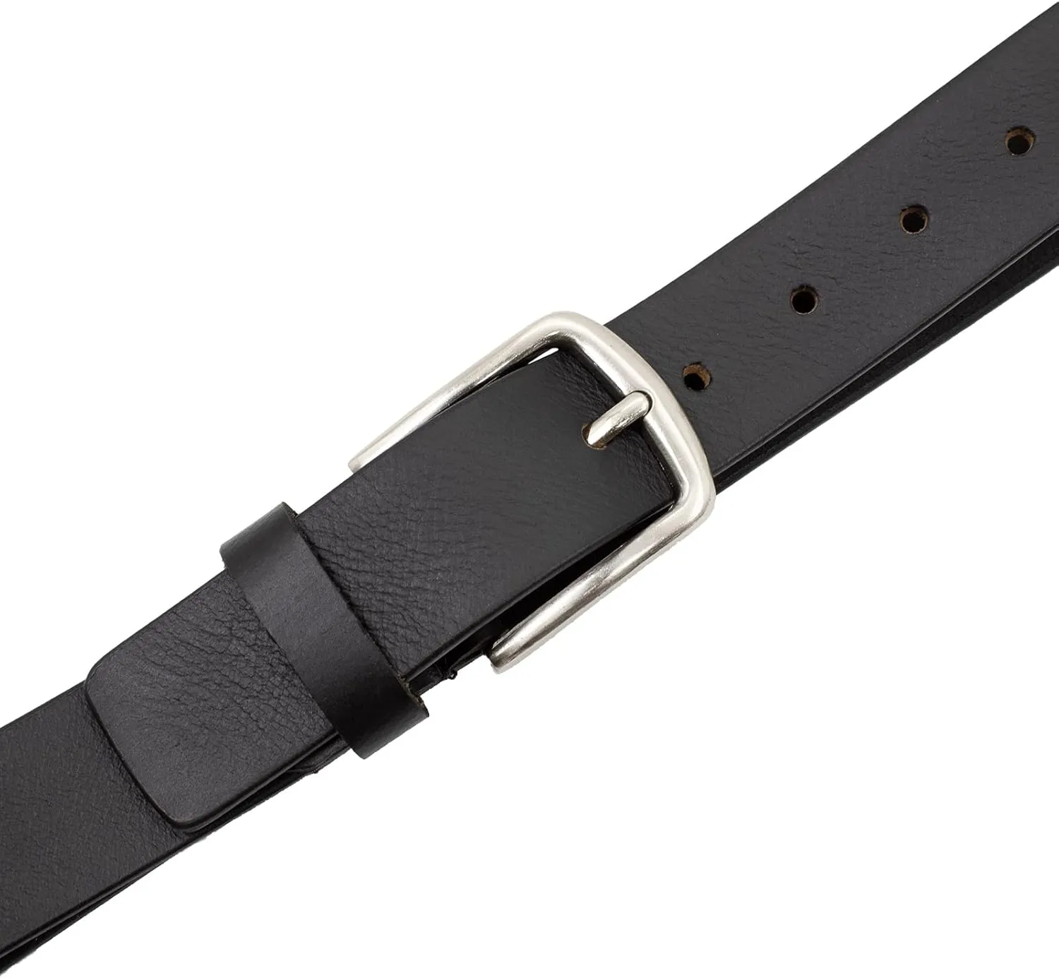 Paul Walter Men's 100% Genuine Leather Everyday Jeans Belt with Heavy Silver Buckle Casual & Business Handmade Belts for Men