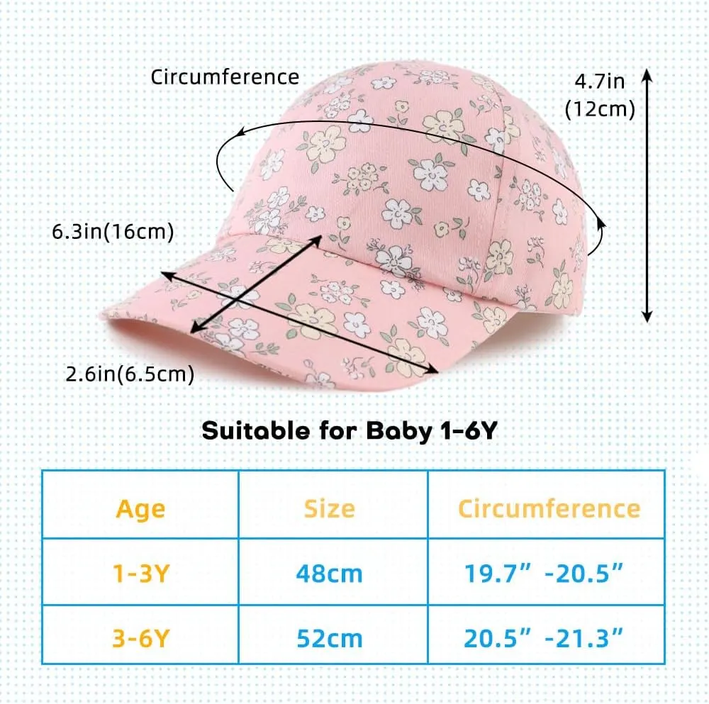 Peecabe Plain Toddler Baseball Hat Unisex Cotton Kids Trucker Hat Adjustable Baby Boys Sun Caps Girls Baseball Cap 1-5Y