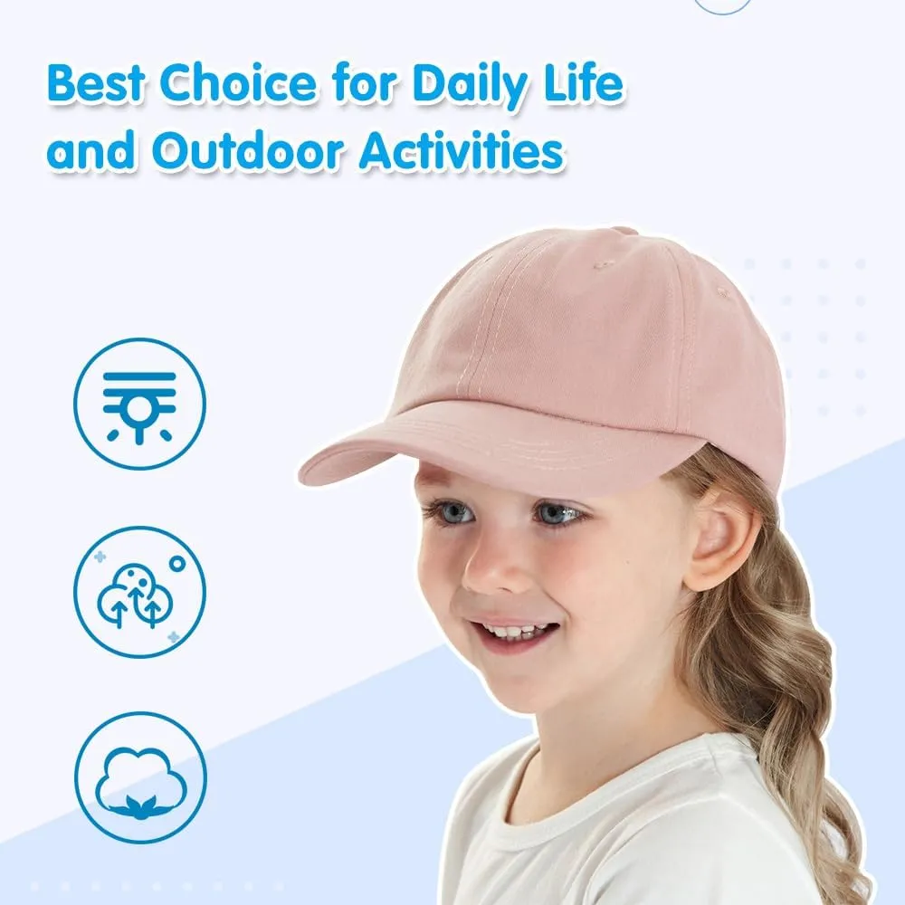 Peecabe Plain Toddler Baseball Hat Unisex Cotton Kids Trucker Hat Adjustable Baby Boys Sun Caps Girls Baseball Cap 1-5Y