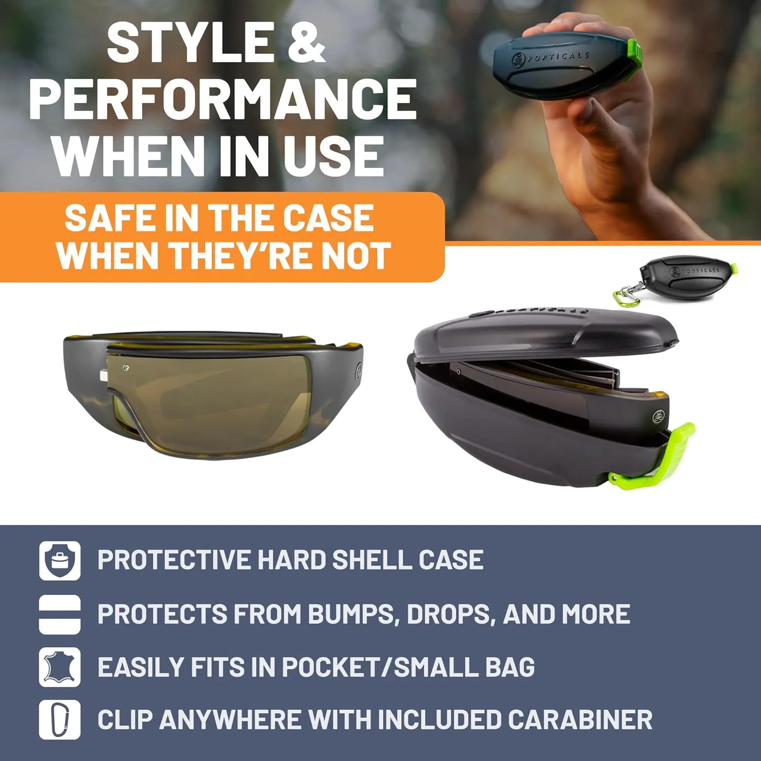 POPGEAR Mens Sport Sunglasses, Womens Polarized Sunglasses, Grilamid TR90 Made in Italy, Easily Collapse For Compact Storage