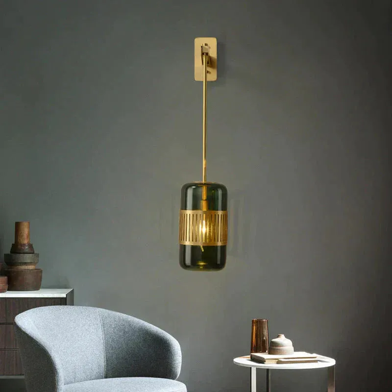 Postmodern Light Luxury Simple Bedroom Bedside Full Copper Wall Lamp