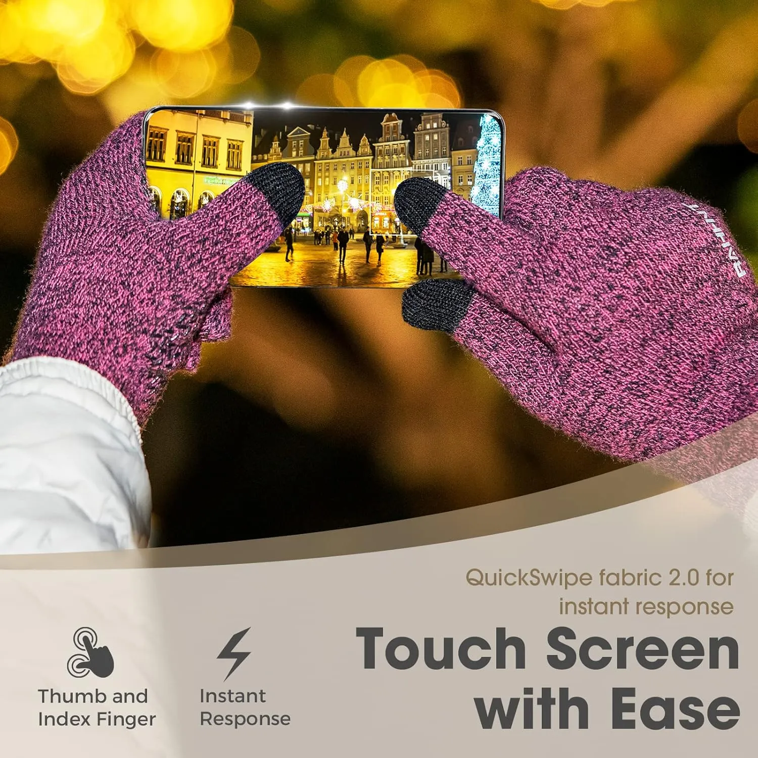 Rahhint Wool Winter Gloves Men Women Fleece lined Knit Gloves with Touchscreen Fingers Insulated Gloves Keep Hand Warm Gift