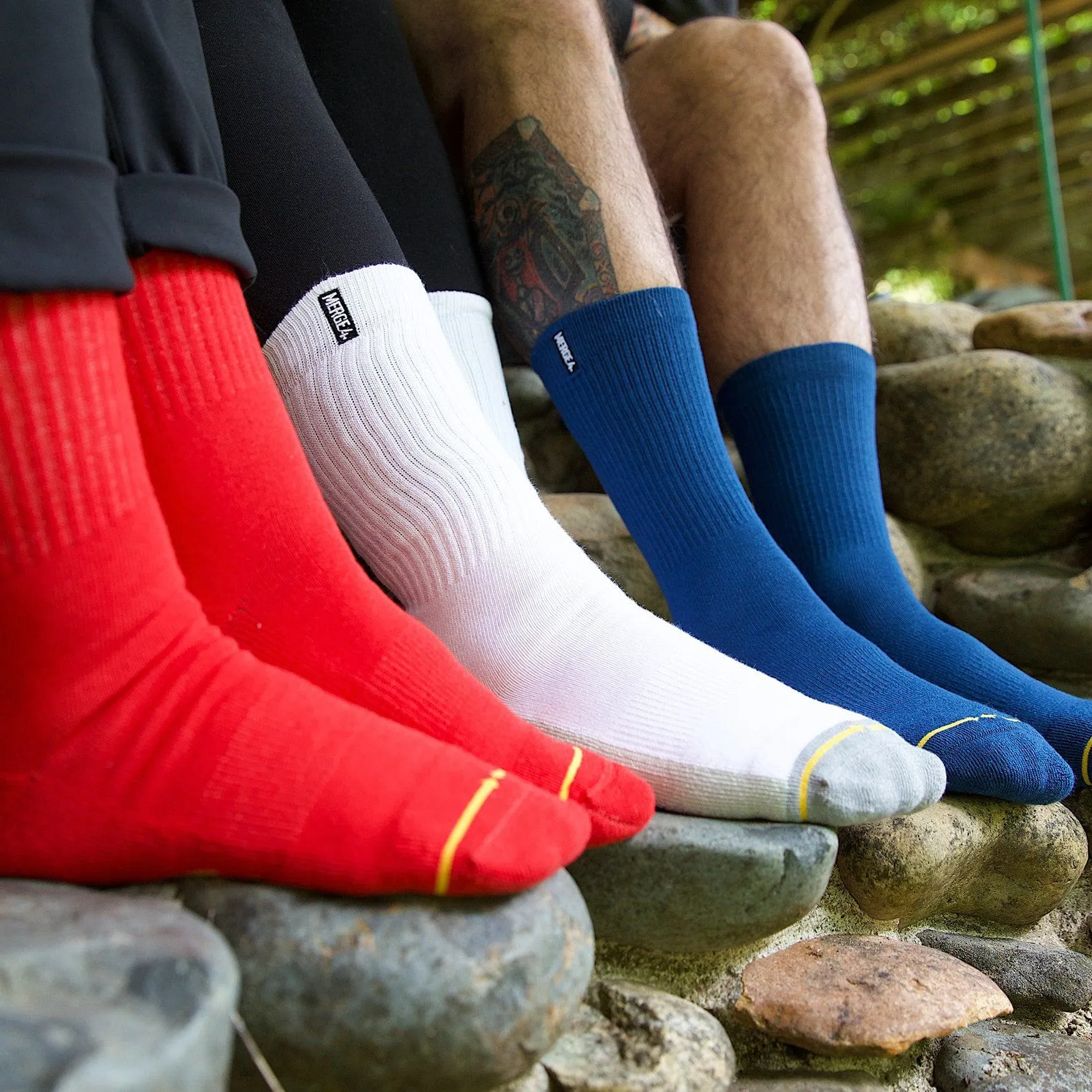 REPREVE® White Crew Socks