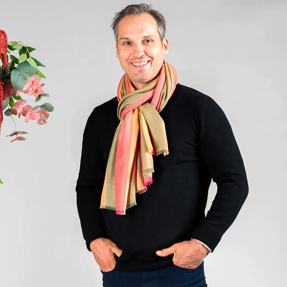 Shelford Striped Silk and Wool Scarf