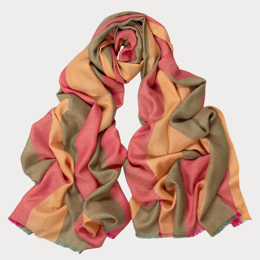 Shelford Striped Silk and Wool Scarf