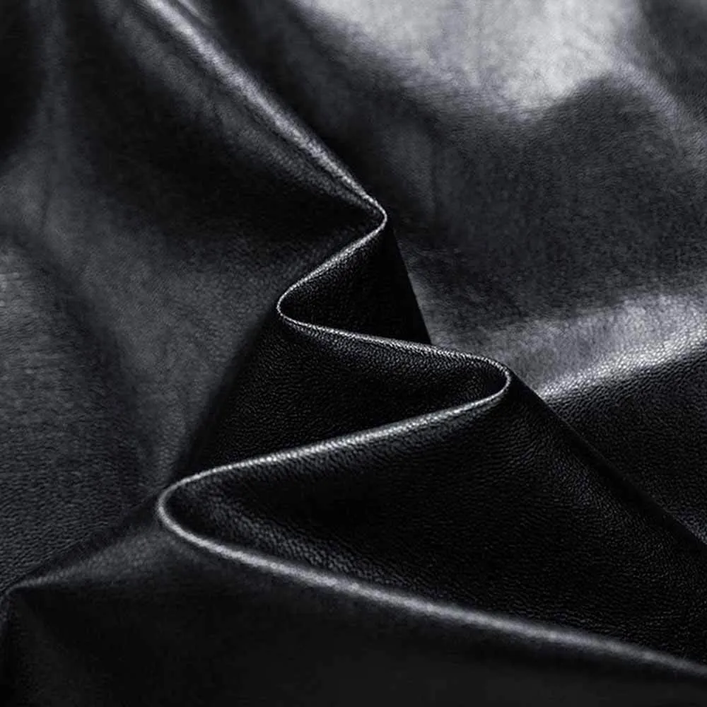 Simple Solid Color Lapel Biker Leather Jacket Coat