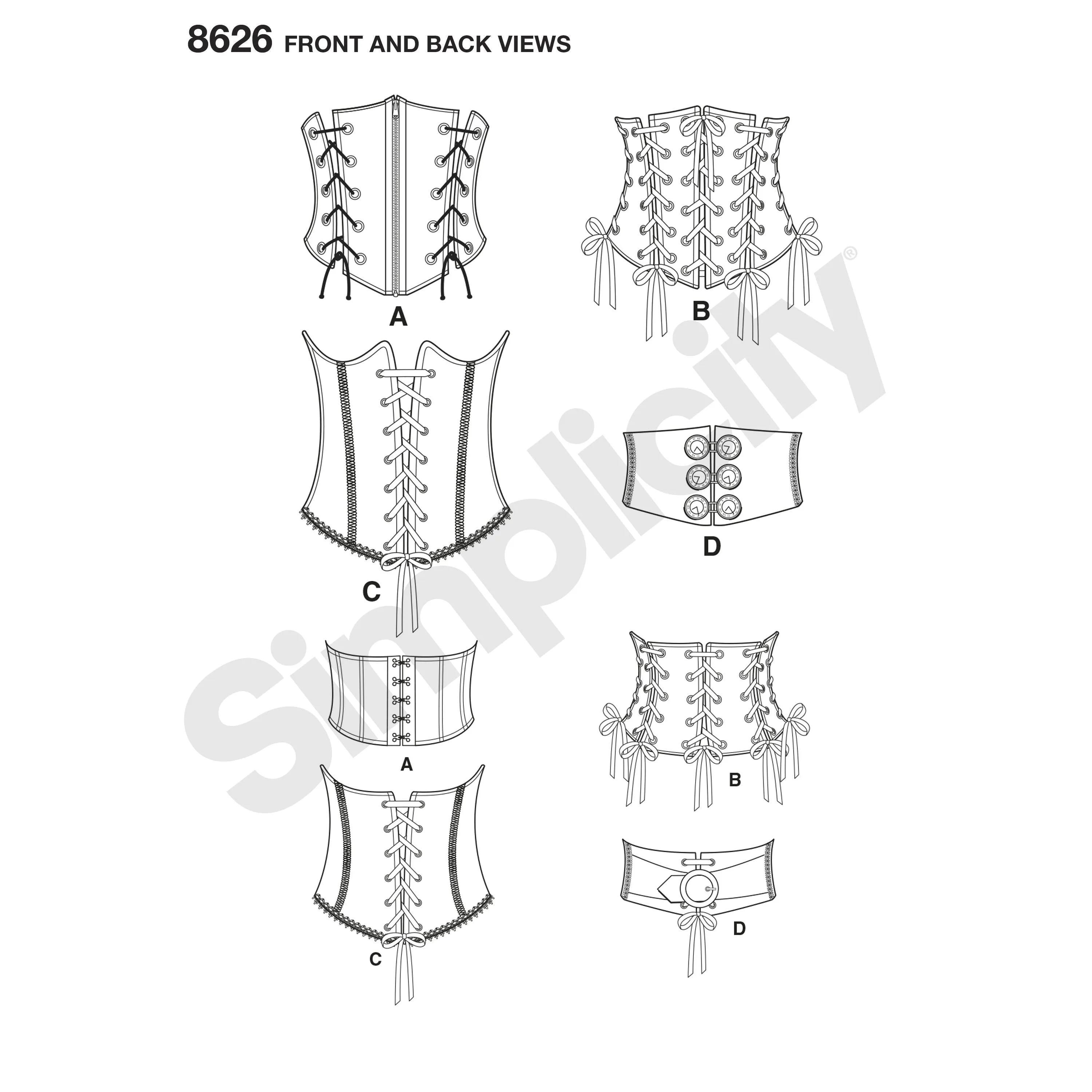 Simplicity Pattern 8626 corset belts