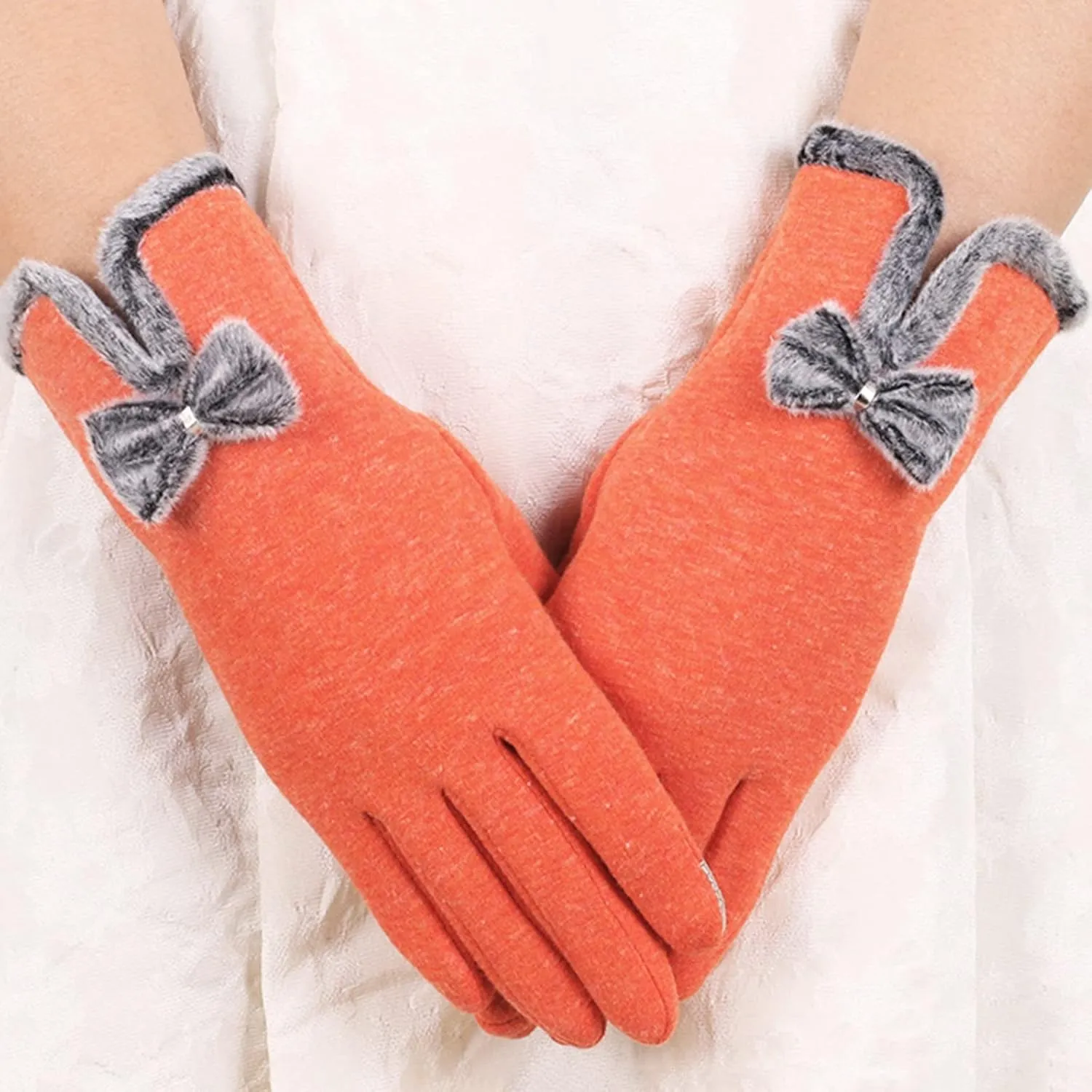 Snow Gloves Women Windproof Winter Gloves Men Touchscreen Snow Ski Mitten Women Touchscreen Cold Weather Mittens Ski Gloves Men (Orange, One Size)