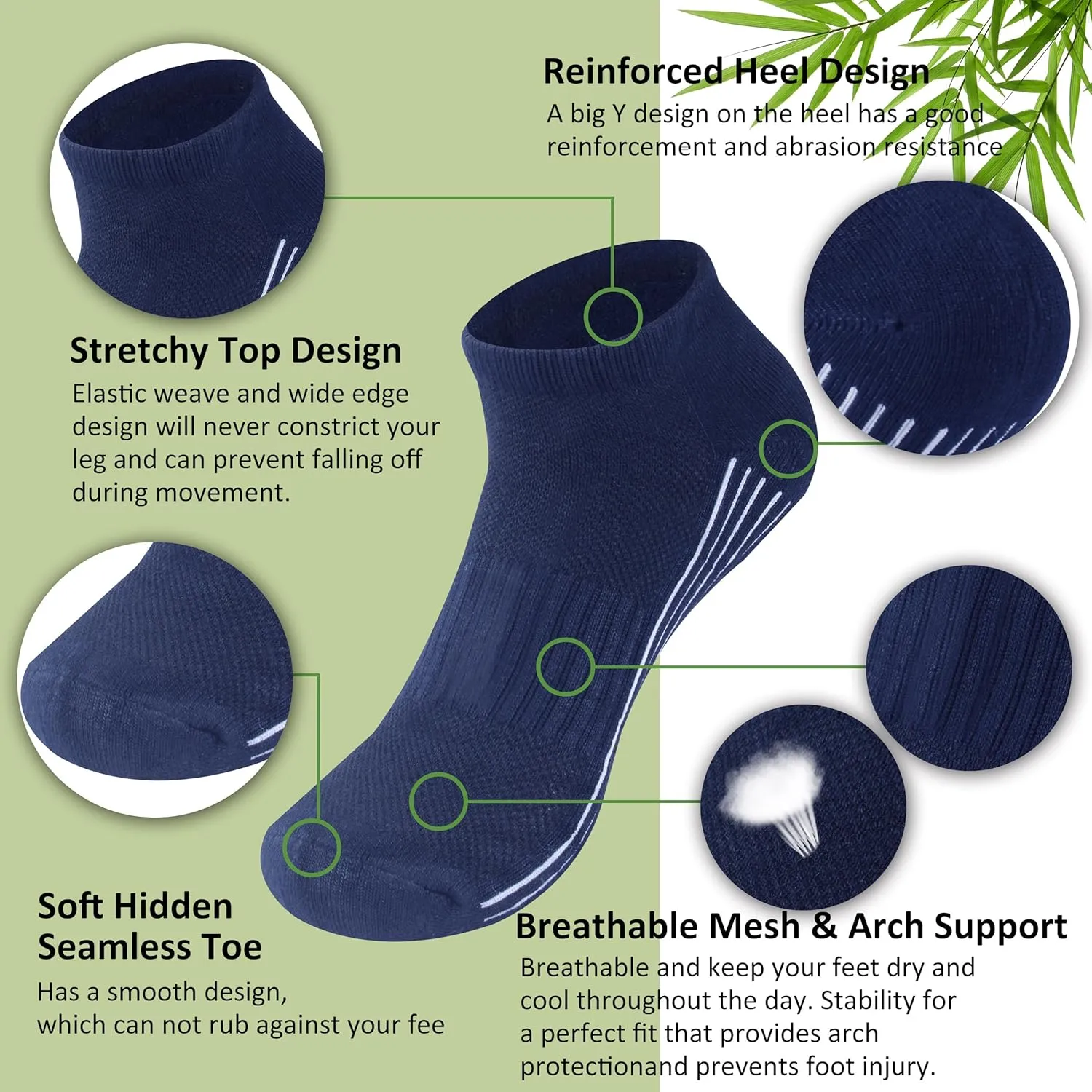 SPST Running Viscose Socks, Women Men Moisture Wicking Cushioned Breathable Soft Ankle/Crew Hiking Low Cut Seamless Socks