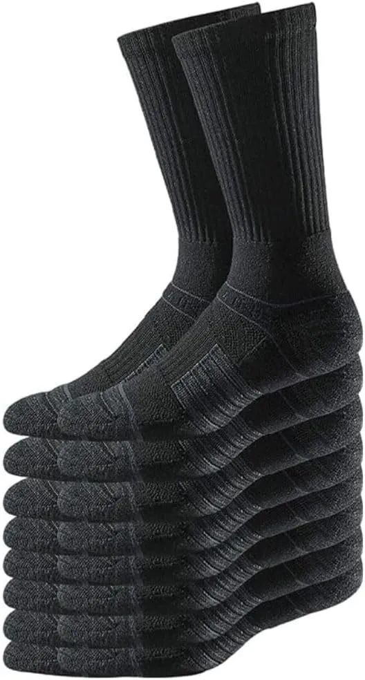 Strideline Basic Crew Socks | Quad-Ply Yarn Padding, Direct Compression and Zoned Cushioning - Crew Length 8 Pack