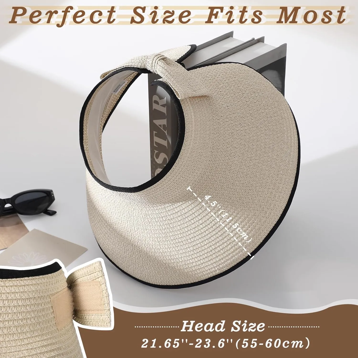 Sun Hats for Women, Wide Brim Straw Beach Hat for Women Foldable Floppy, Sun Hat UPF 50  UV Protection