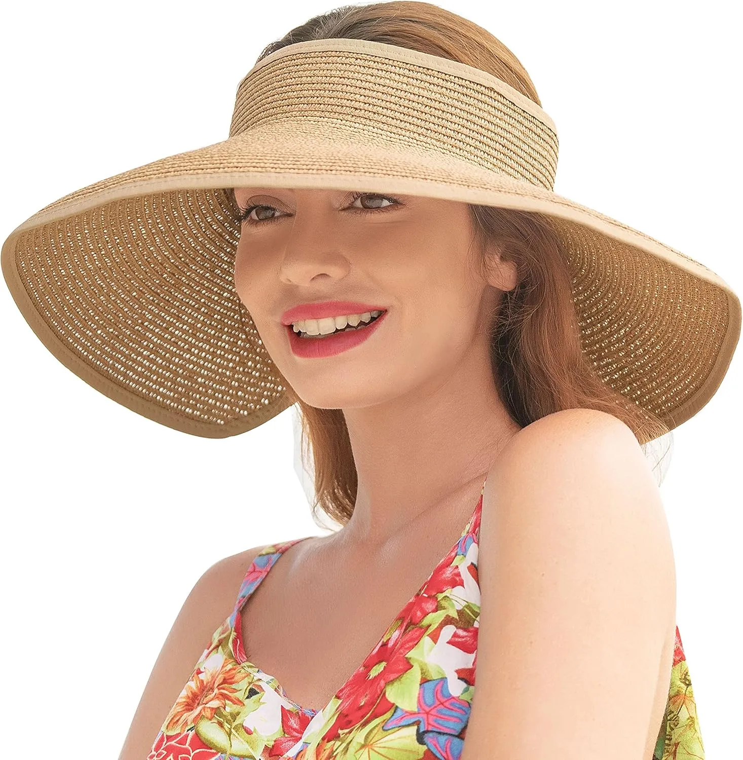 Sun Visors for Women Wide Brim Straw Hat Women Beach Visor Hats for Women Uv Protection Foldable Sun Hat Women Beach Hat