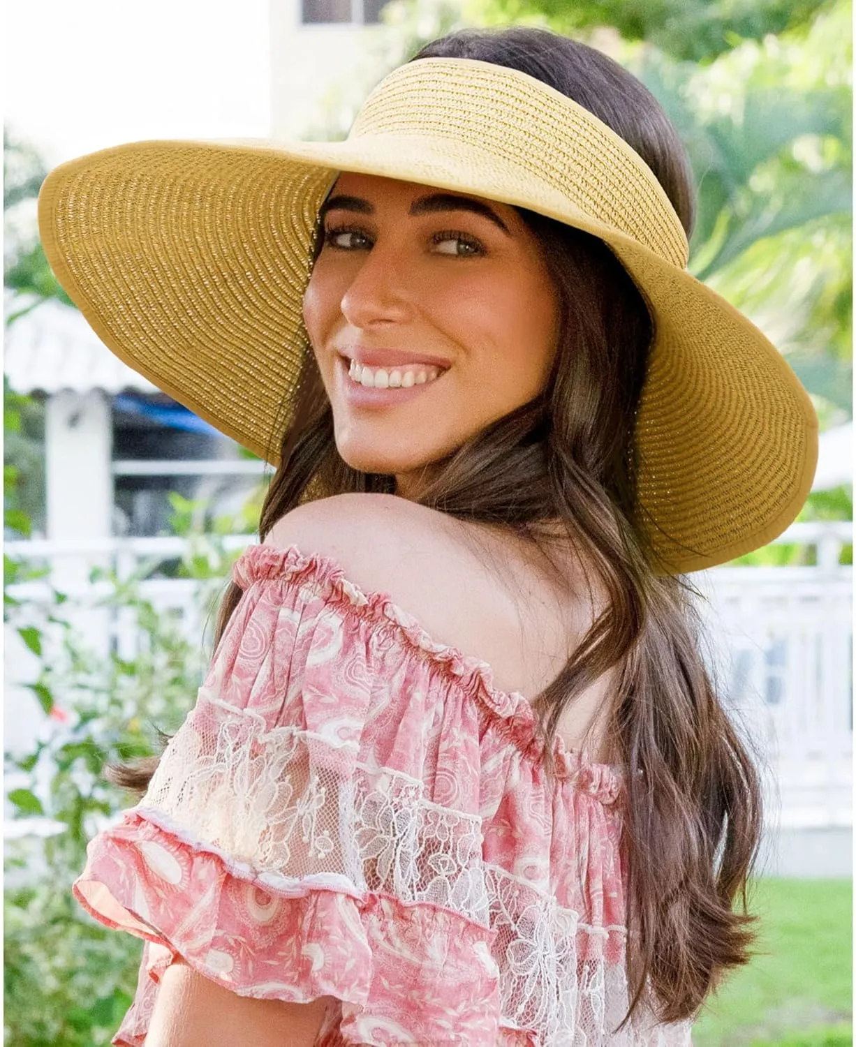Sun Visors for Women Wide Brim Straw Hat Women Beach Visor Hats for Women Uv Protection Foldable Sun Hat Women Beach Hat