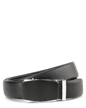 Tilted Edge Plate Buckle Full Grain Leather Belt - Black