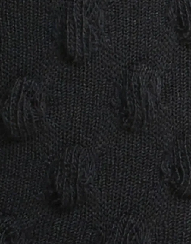 Waffle Combed Cotton Socks - Black