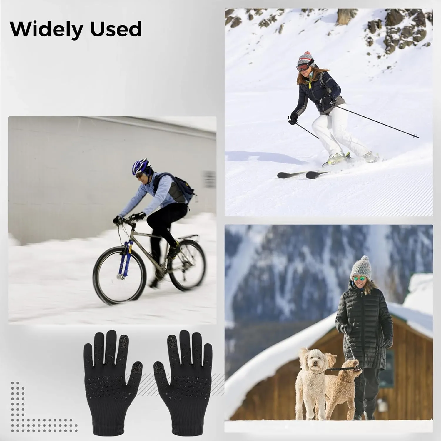 Winter Gloves, Waterproof Touchscreen Gloves, Non-Slip Warm Knitted Gloves, Soft Breathable Men Women Gloves for Skiing Cycling Hiking Running