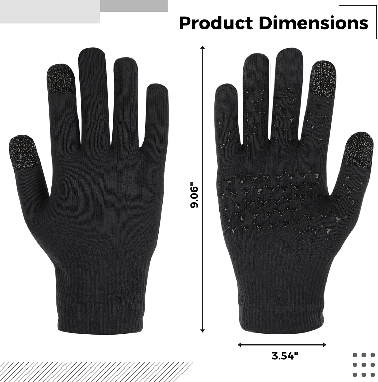 Winter Gloves, Waterproof Touchscreen Gloves, Non-Slip Warm Knitted Gloves, Soft Breathable Men Women Gloves for Skiing Cycling Hiking Running