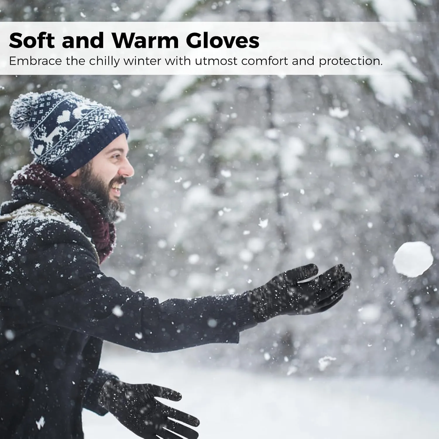 Winter Gloves, Waterproof Touchscreen Gloves, Non-Slip Warm Knitted Gloves, Soft Breathable Men Women Gloves for Skiing Cycling Hiking Running