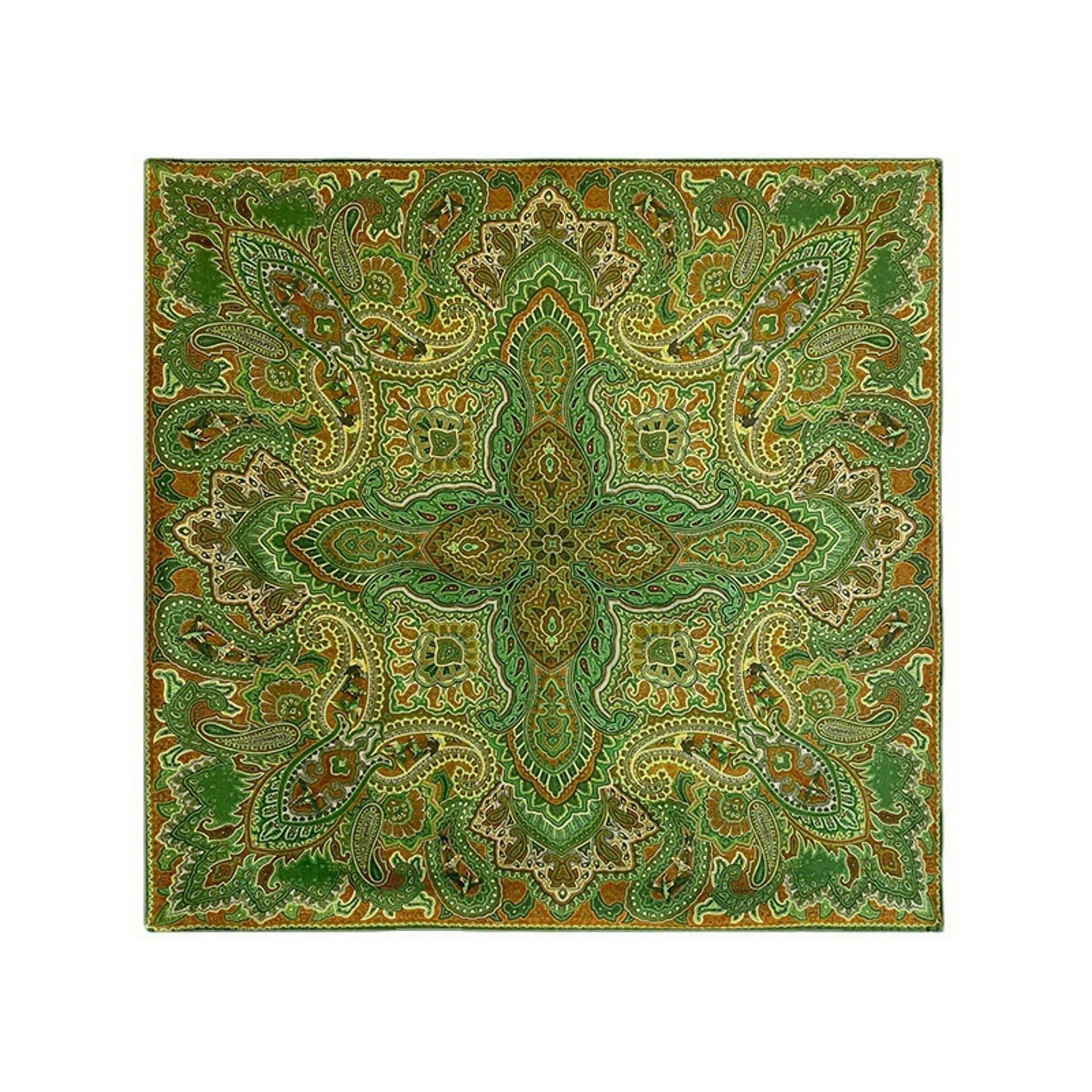 Winter Mulberry Silk Wool Blend Scarf/70*70 CM Hand Hemming Scarf/Vintage Double-Sided Paisley Print Winter Warm Shawl/Gift For Her