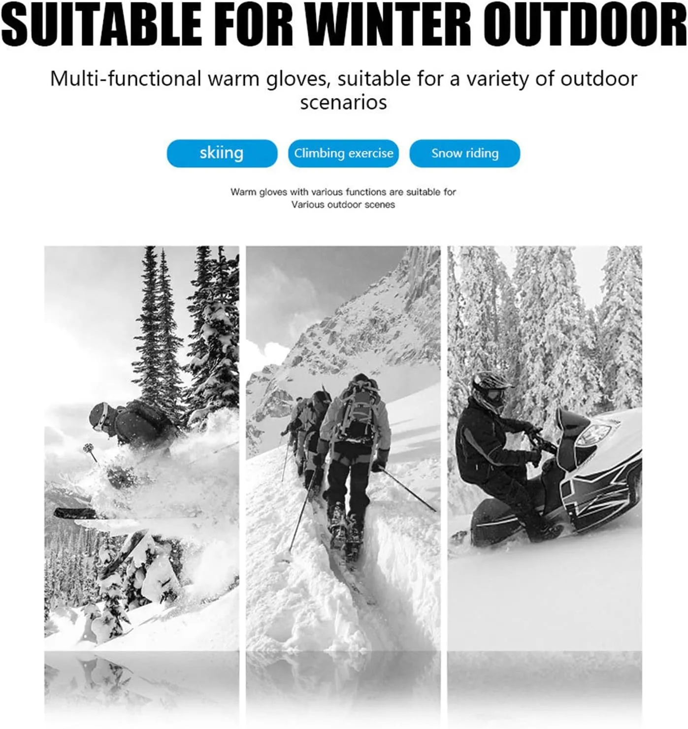 Winter Warm Gloves for Men Women Touchscreen Gloves Cold Weather Windproof Thermal Snow Gloves for Running Cycling Skiing Working Hiking