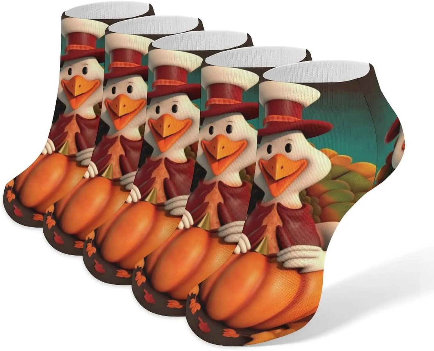 Women Socks Happy Thanksgiving Turkey Printed Christmas Socks Ankle Socks Athletic Socks Slipper Socks No Show Socks