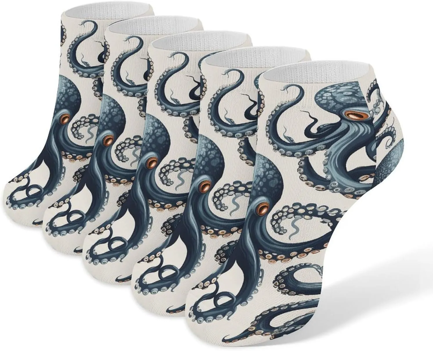Women Socks Octopus Pattern Printed Christmas Socks Ankle Socks Athletic Socks Slipper Socks No Show Socks