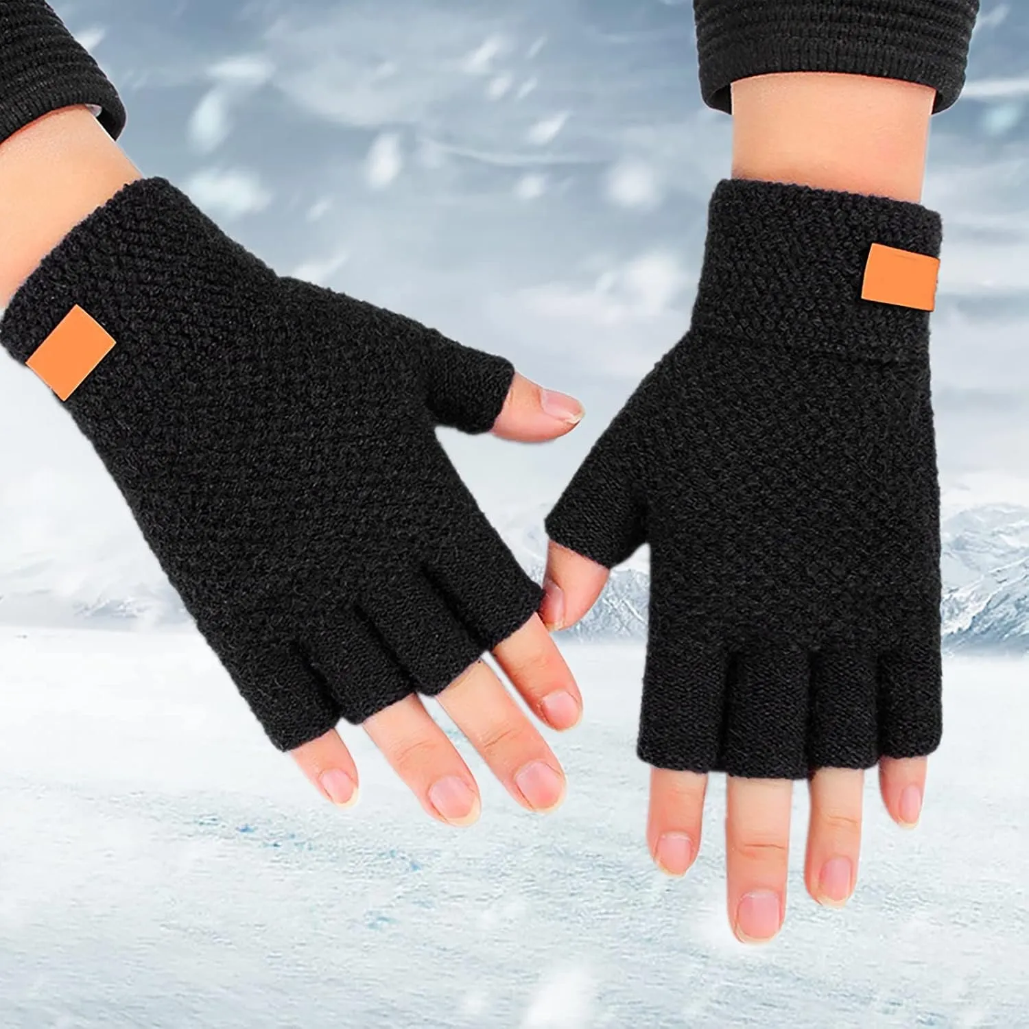 Women's Warm Winter Touchscreen Gloves Elastic Cuff Lined Knit Gloves Winter Texting Gloves