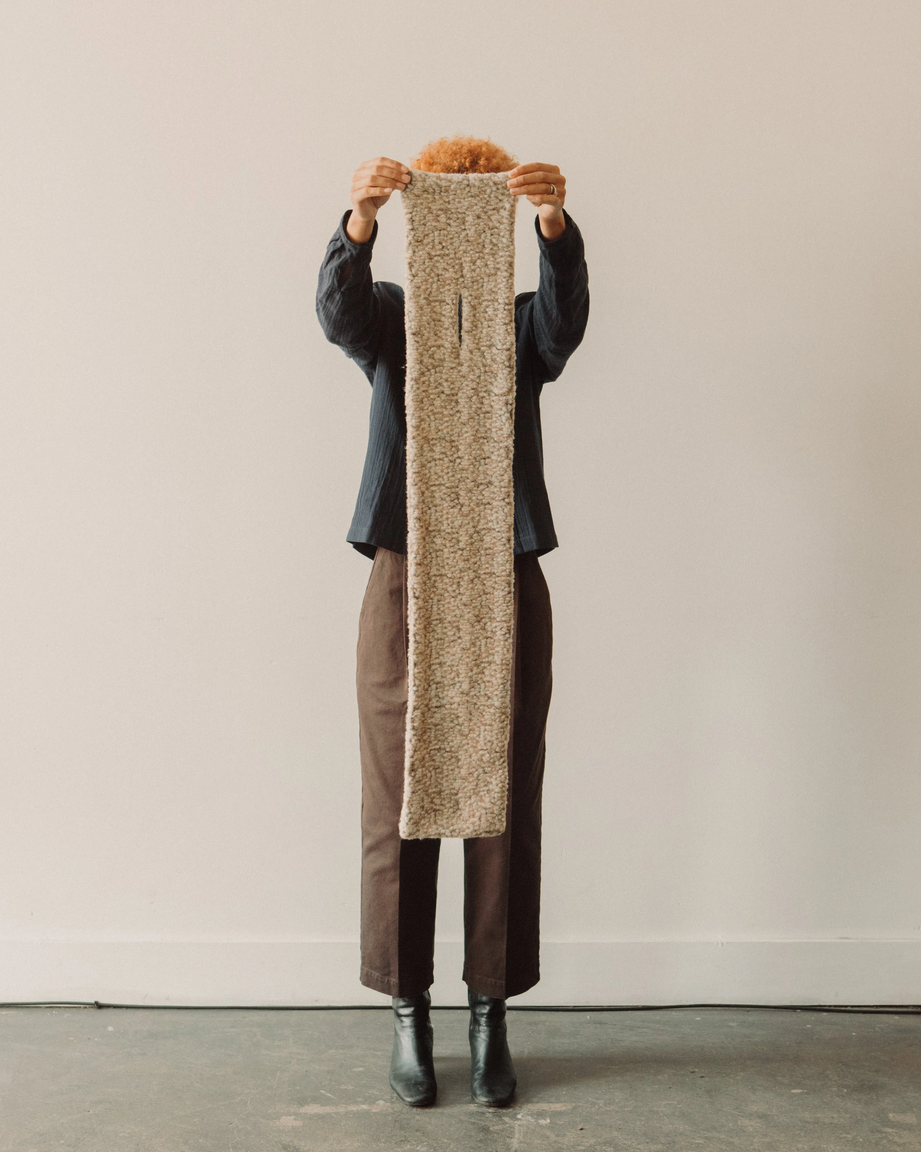 YMC Slot Scarf, Beige Marl