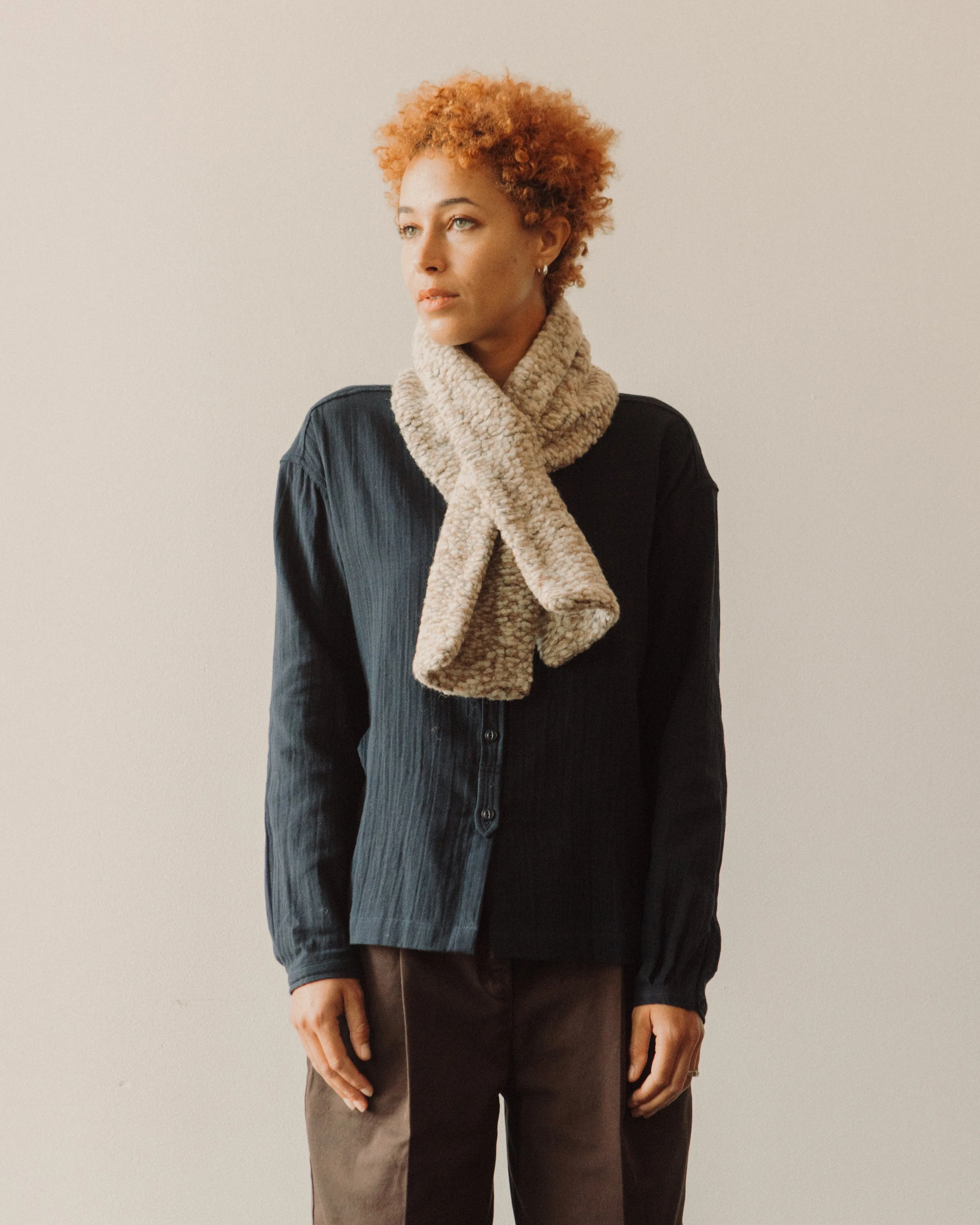 YMC Slot Scarf, Beige Marl