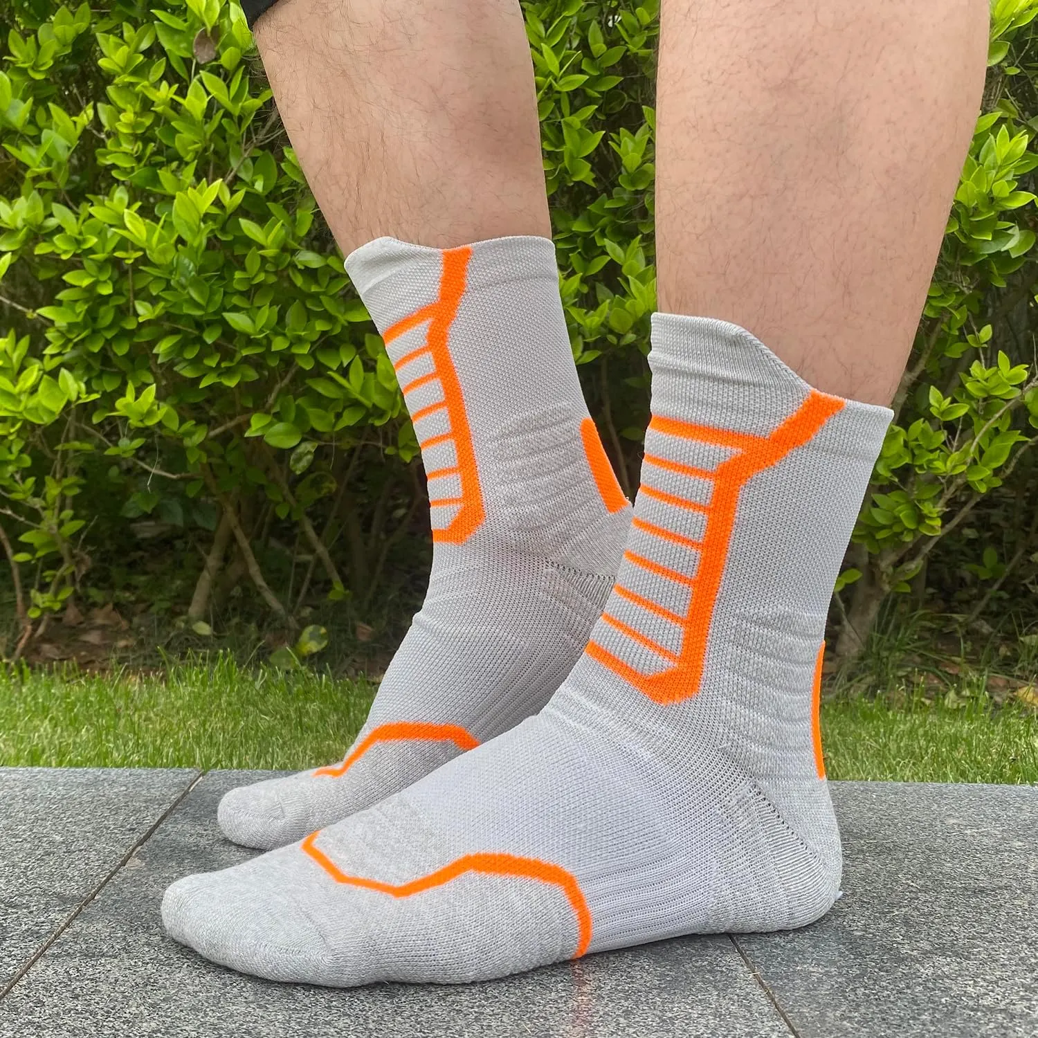 YWSLRC Men Athletic Socks Performance Cushioned Sports Crew Socks With Arch Compression for Basketball Hiking Cycling